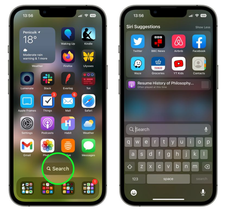 栾川苹果手机维修分享升级到 iOS 16 后，如何删除主屏幕上的搜索按钮 